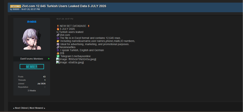 Alleged Data Breach of ZLOT