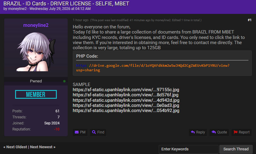 Alleged sale of Brazilian identity and KYC Data