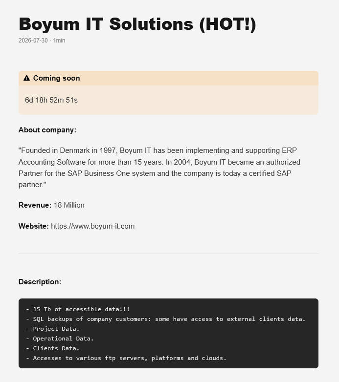 Boyum IT Solutions falls victim to GENESIS Ransomware
