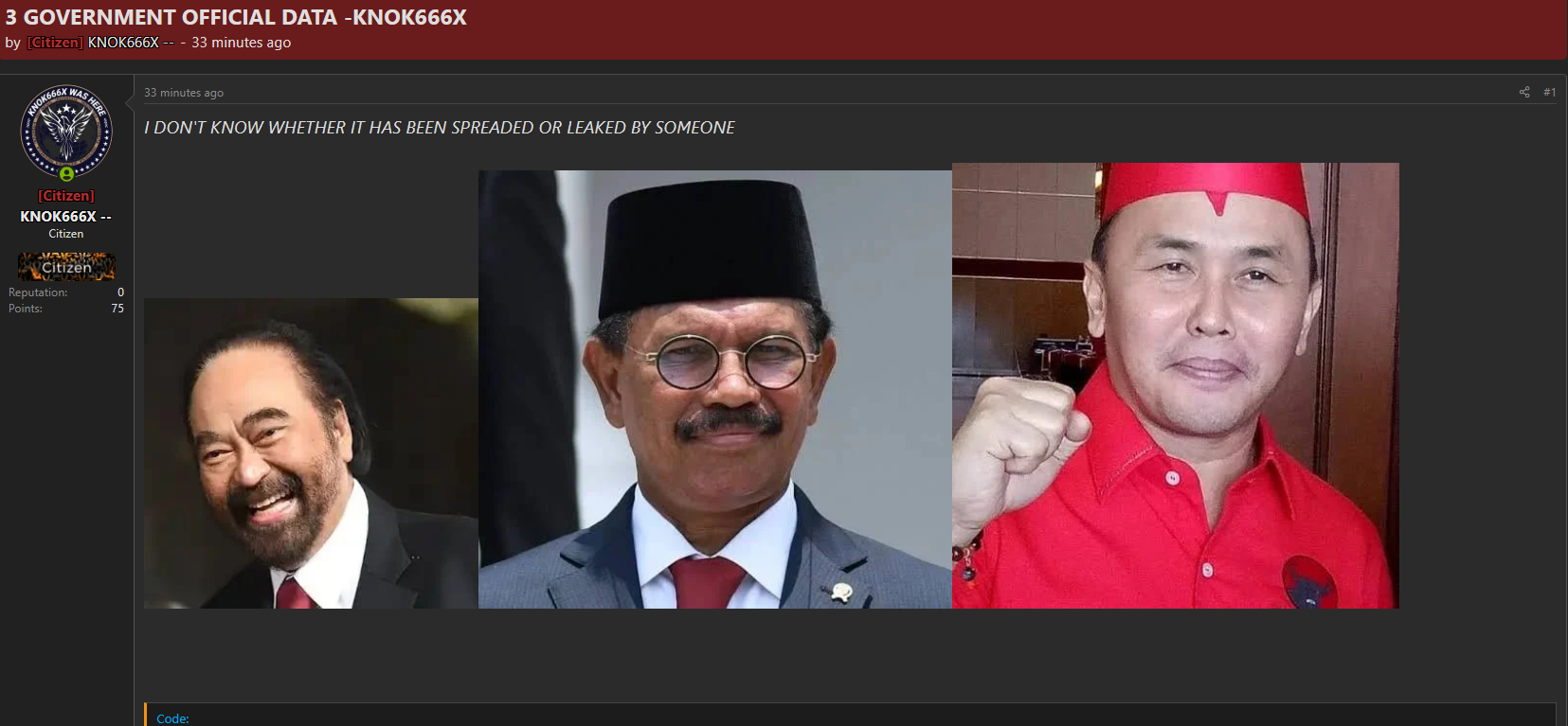 Alleged Data Leak of Indonesian Government Officials