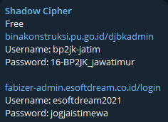 Alleged leak of admin credentials to esoftdream.co.id