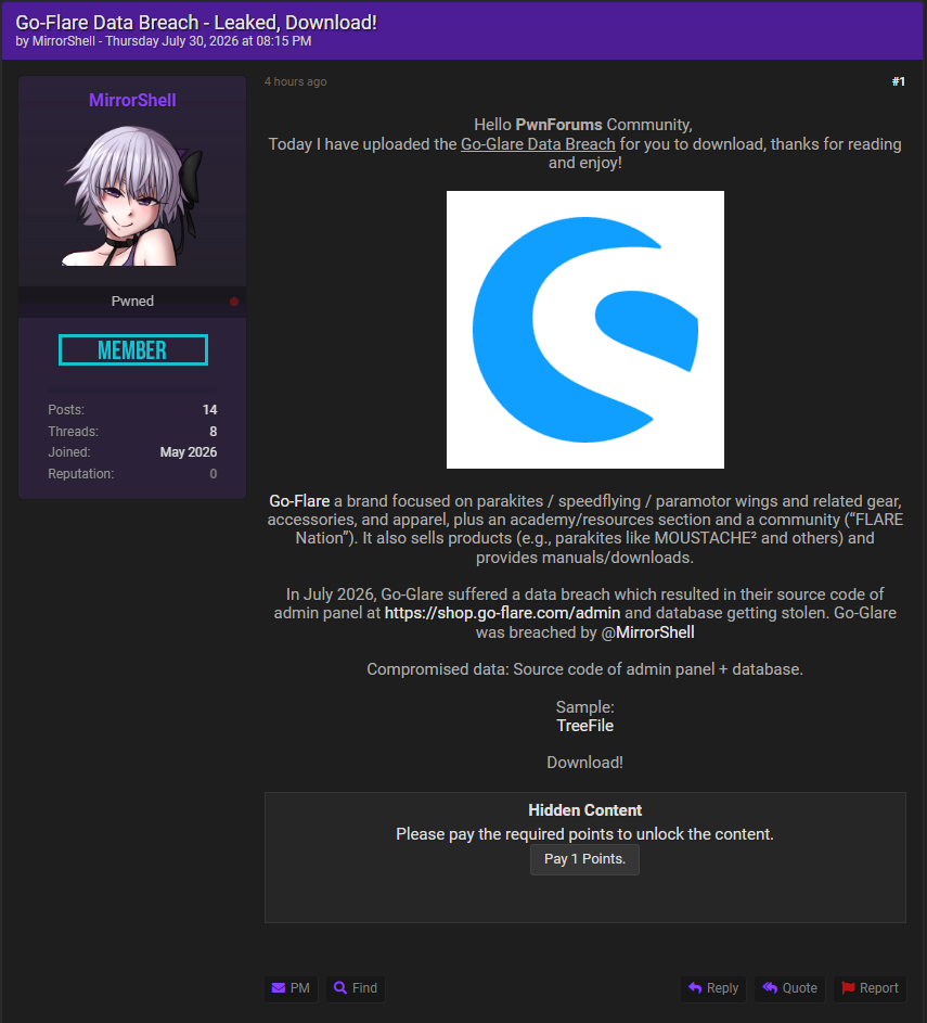 Alleged data breach of FLARE