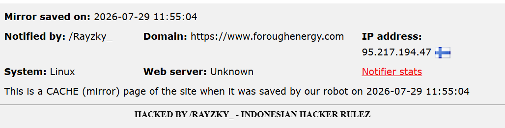 /Rayzky targets the website of Forough Energy