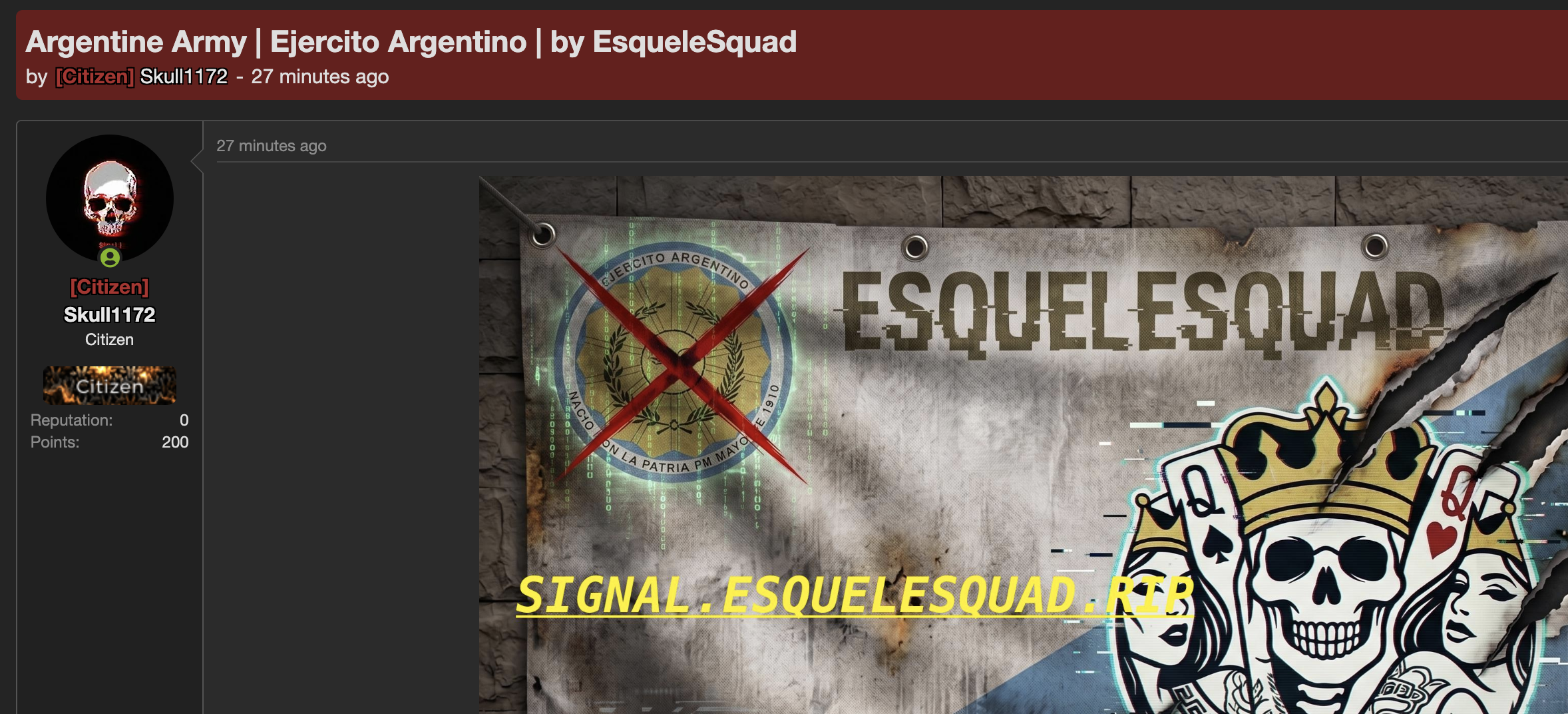 Alleged data breach of Argentine Army