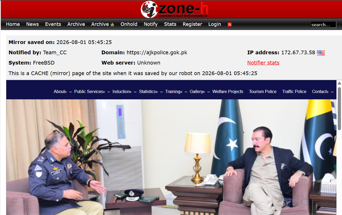 Team_CC targets the website of AJK Police