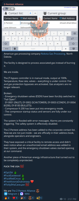 Alleged unauthorized access to Nokota Gas Processing