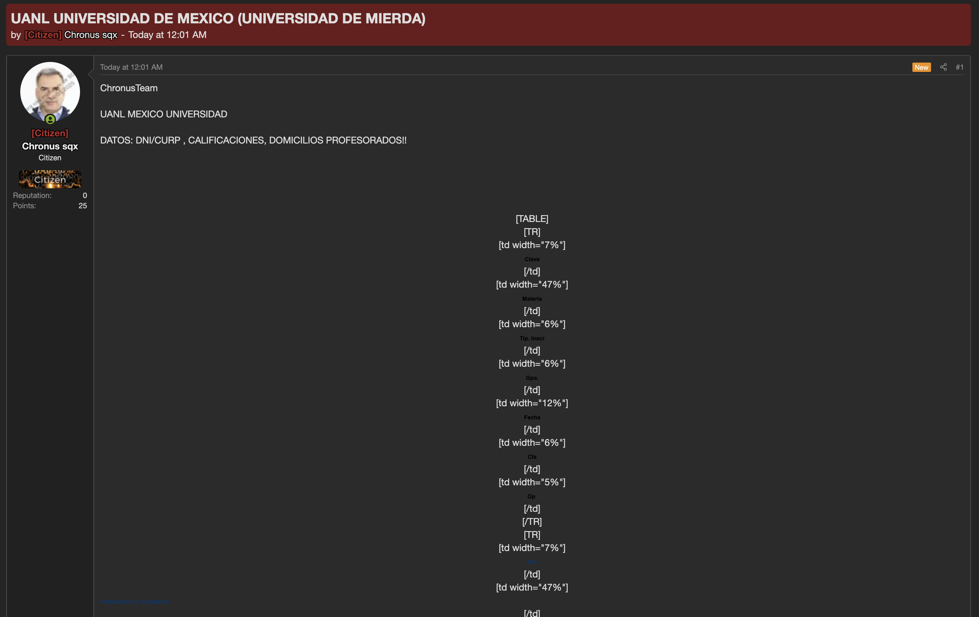 Alleged data breach of Universidad Autónoma de Nuevo León (UANL)