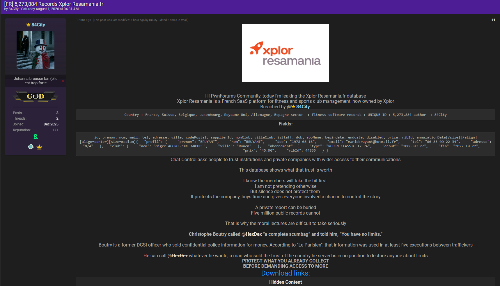 Alleged data breach of Resamania France