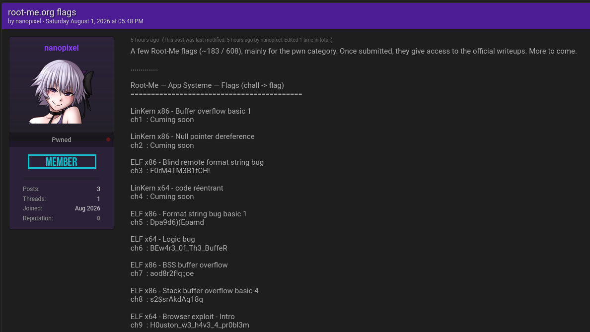 Alleged data leak of Root-Me