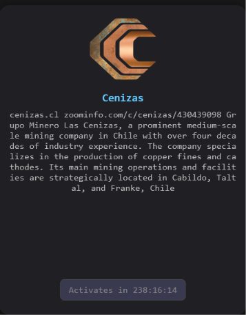 Minera Las Cenizas SA. falls Victim to The Gentlemen Ransomware