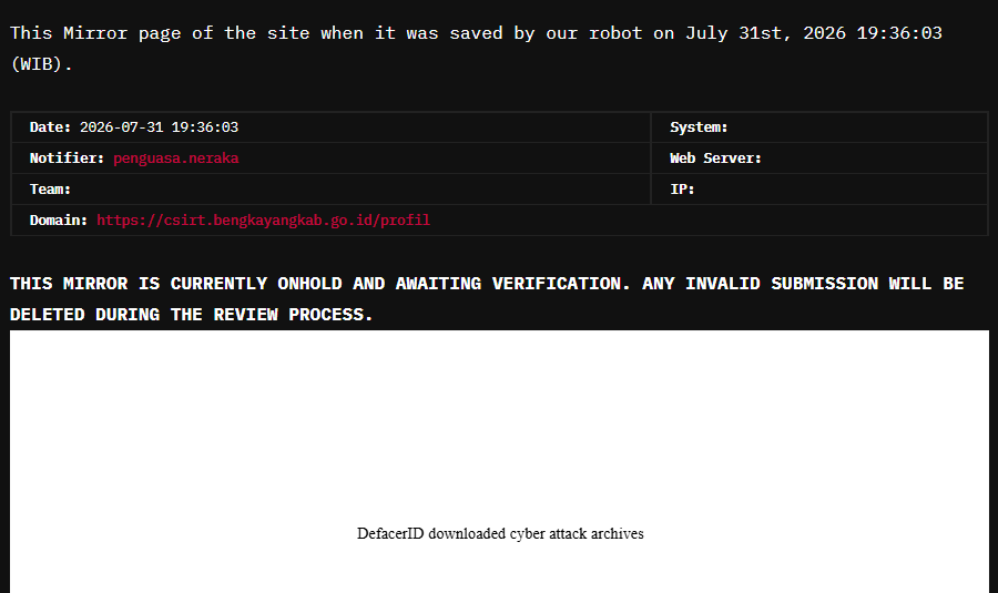 penguasa.neraka targets the website of Bengkayang Regency Computer Security Incident Response Team