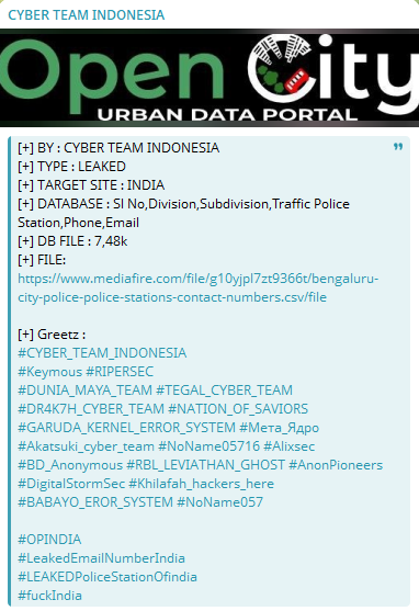 Alleged data leak of Open City – Urban Data Portal