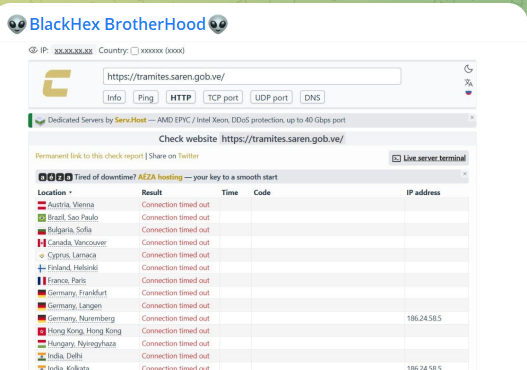 BlackHex Brotherhood targets the website of Servicio Autónomo de Registros y Notarías