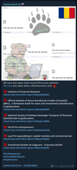 NoName targets the website of CFR Călători