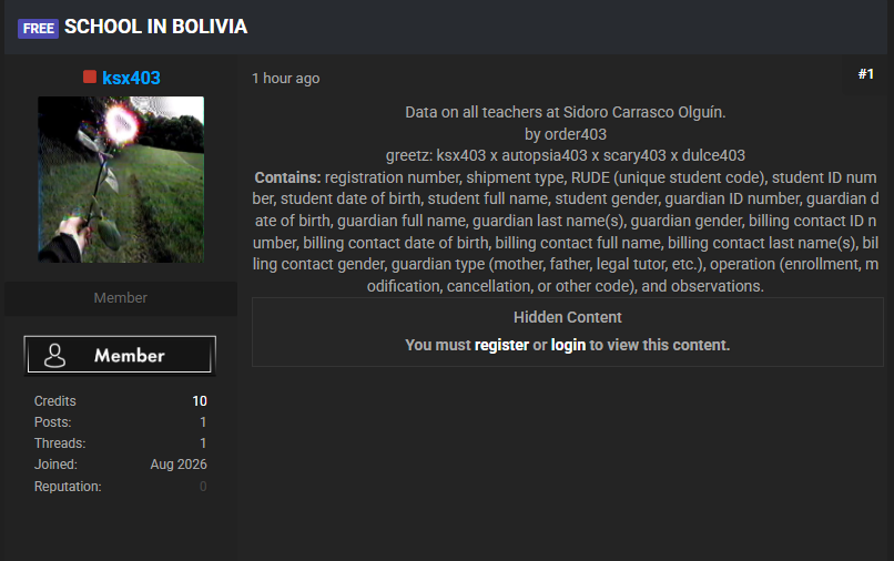 Alleged leak of Isidoro Carrasco Olguin teachers data