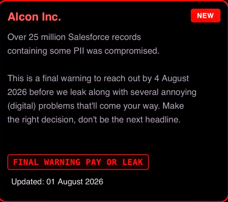 Alleged Data Breach of Alcon