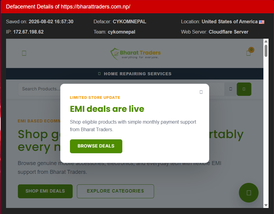 CYKOMNEPAL targets the website of