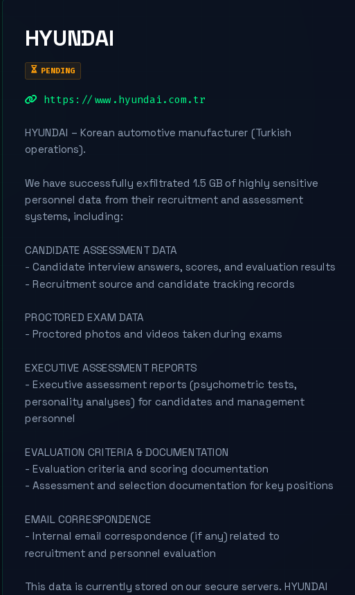 HYUNDAI Falls Victim to CRPx0 Ransomware