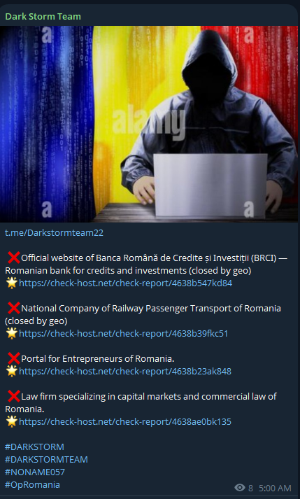 Dark Storm Team targets the website of e-Guvernare Romania