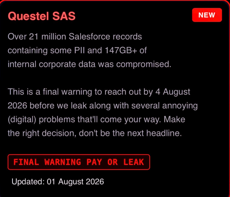 Alleged Data Breach of Questel