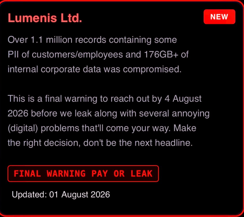 Alleged Data Breach of Lumenis