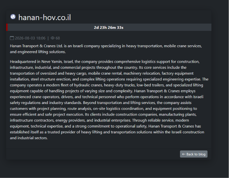 Hanan Transportation and Cranes Ltd falls victim to SAFEPAY ransomware