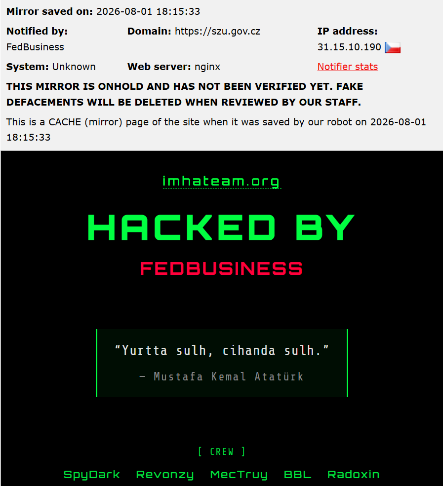 FedBusiness targets the website of National Institute of Public Health