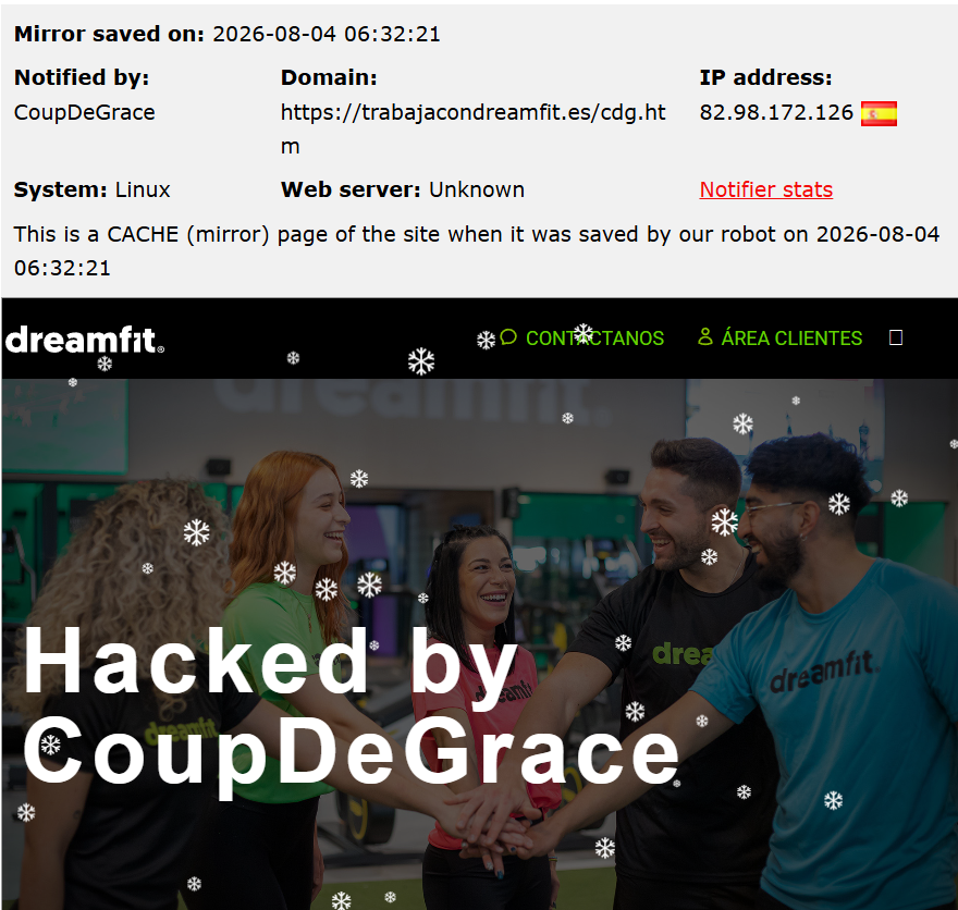 CoupDeGrace targets the website of Dreamfit