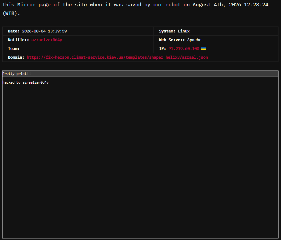 azraelzer0d4y targets the website of Fix-Man Kherson