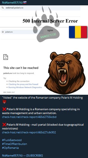 NoName targets the website of POLARIS M.HOLDING SRL