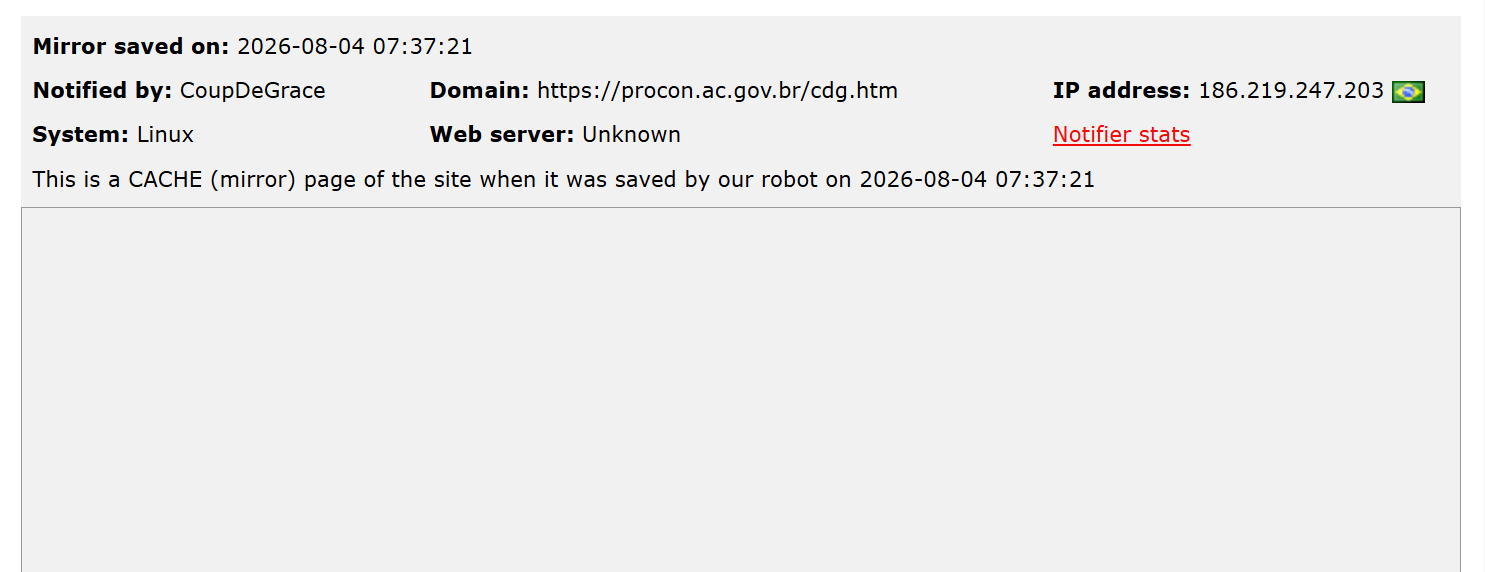 CoupDeGrace targets the website of PROCON-AC