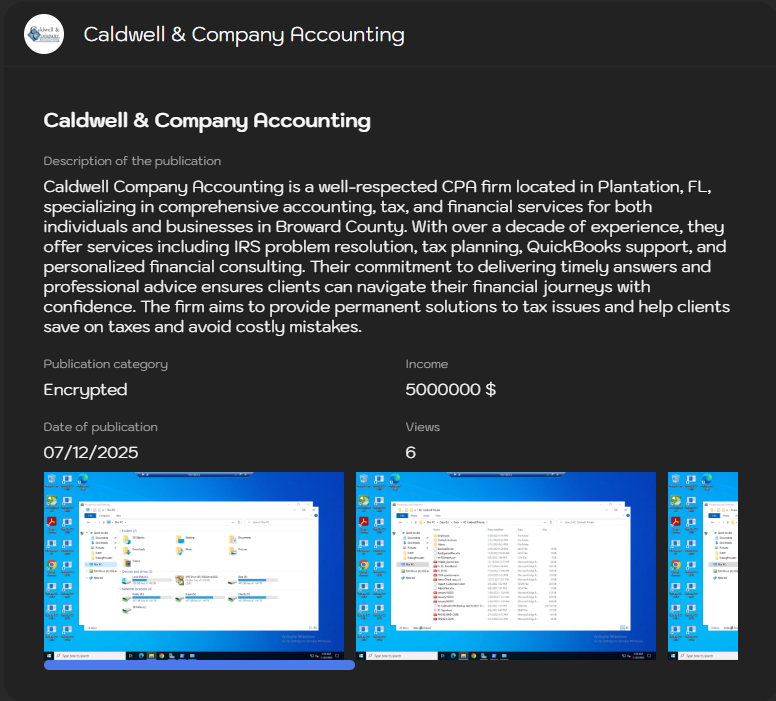 Caldwell&Company Accounting成为Sinobi勒索软件的受害者