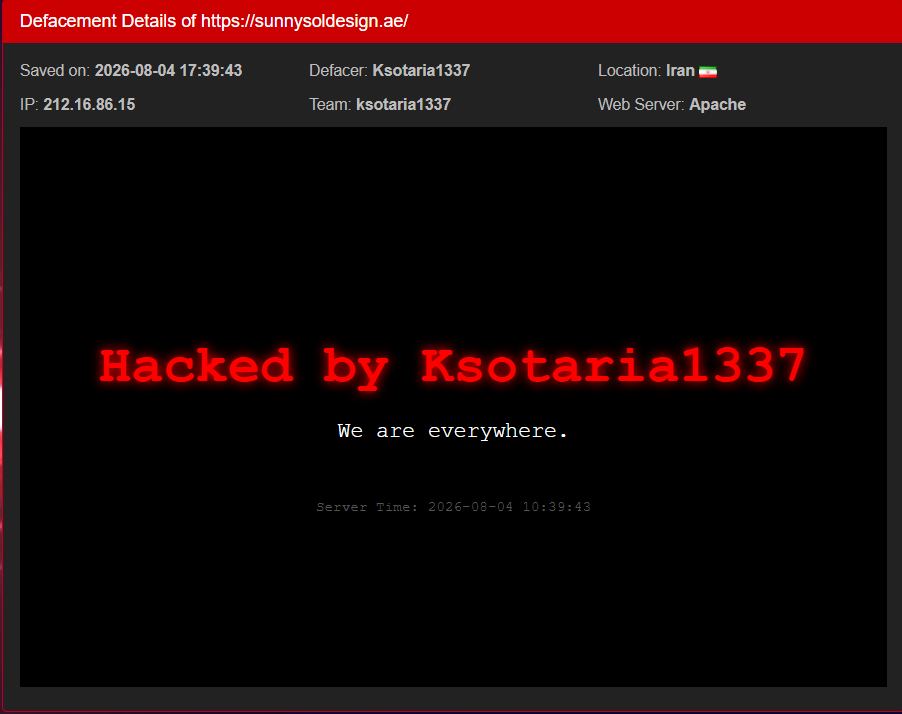 Ksotaria1337 targets the website of Sunny Sol Design