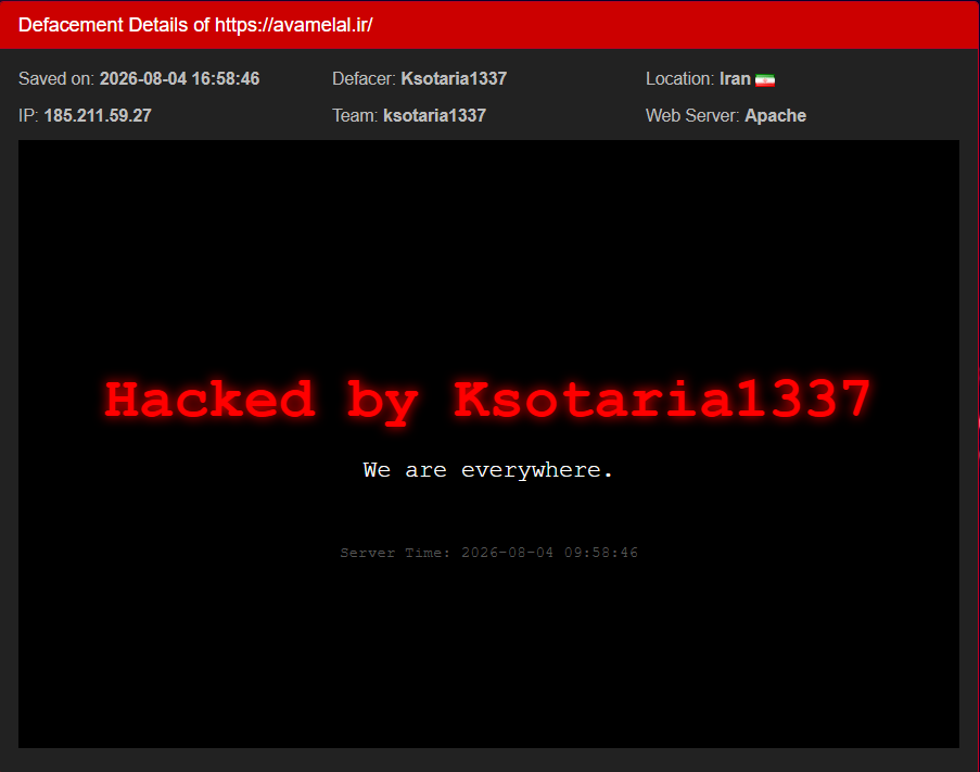 Ksotaria1337 targets the website of Ava Melal