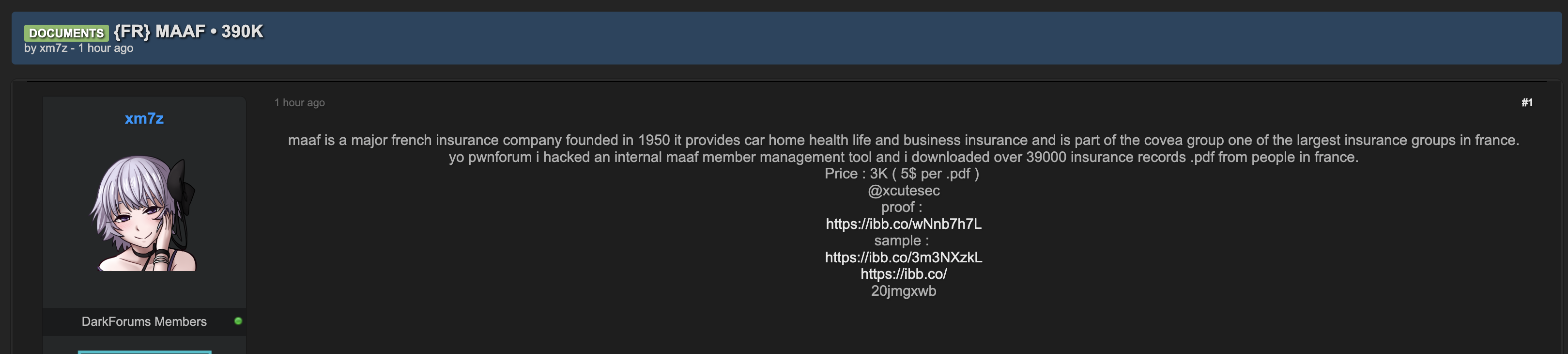 Alleged data breach of MAAF