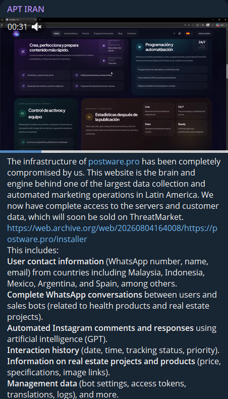 Alleged data breach of Postware