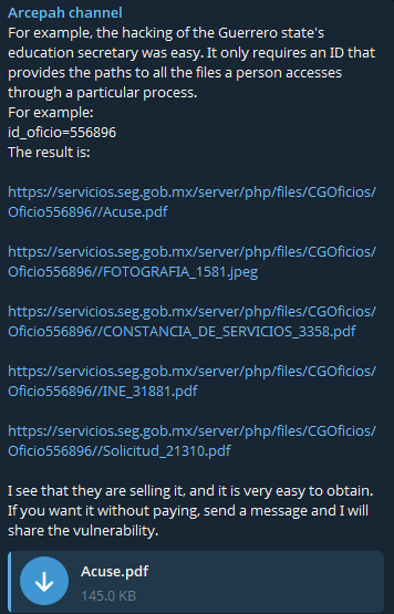 Alleged unauthorized access of SEG Online Procedures and Services Portal