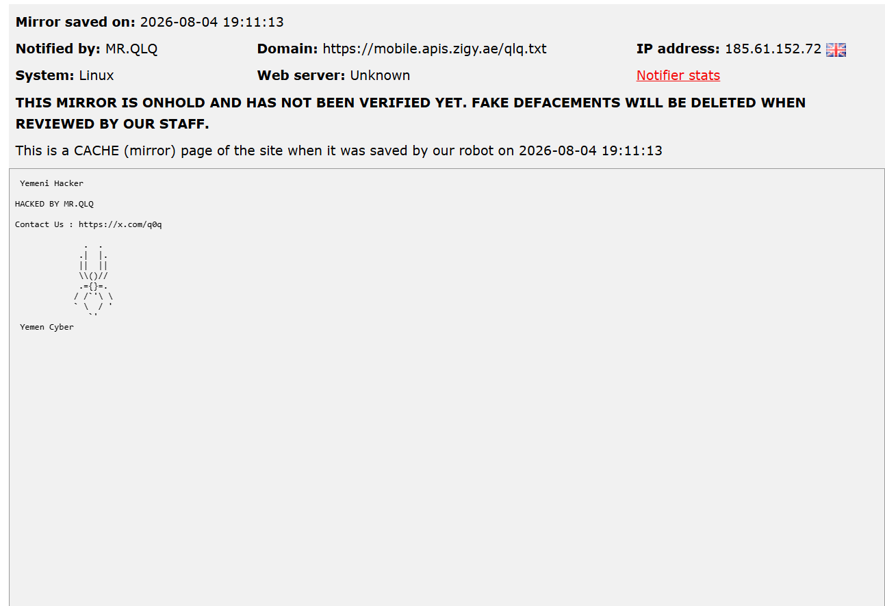 MR.QLQ targets the website of Zigy