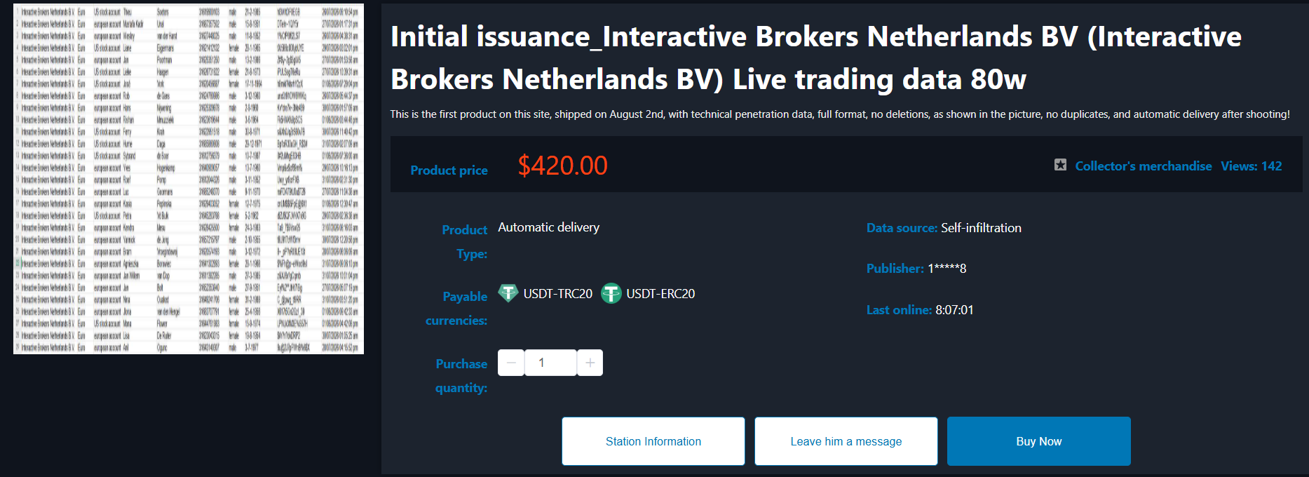 Alleged data breach of Interactive Brokers