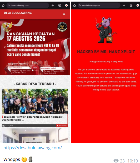 DeepCore Network targets the website of Desa Bululawang