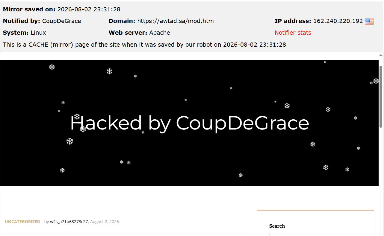 CoupDeGrace targets the website of Awtad