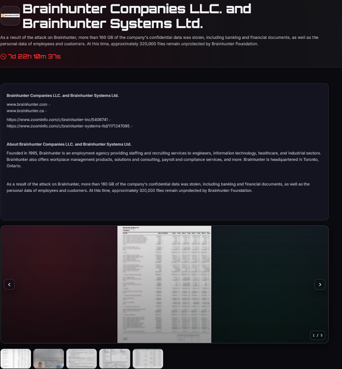 Brainhunter Systems Ltd. Fall Victim to Dark Project Ransomware