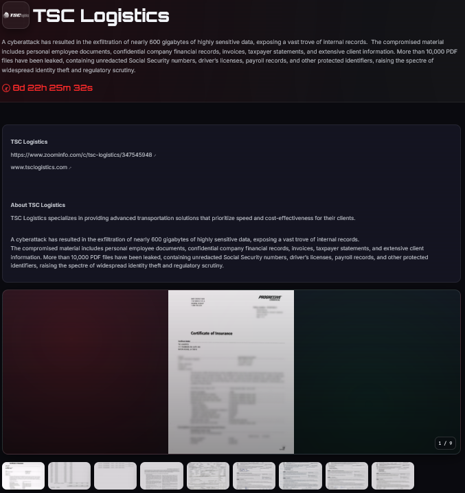 TSC Logistics Falls Victim to Dark Project Ransomware