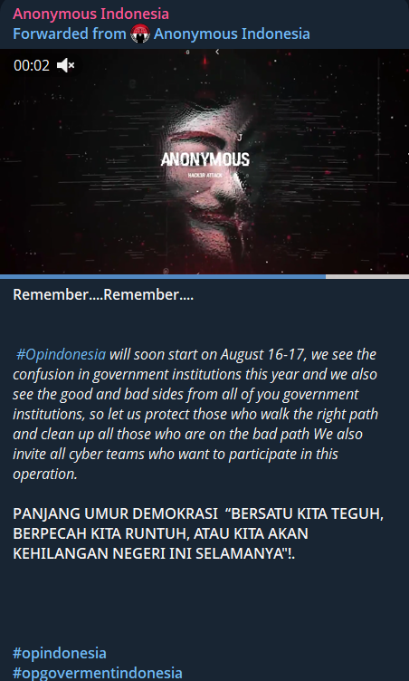 Anonymous Indonesia claims to target Indonesia