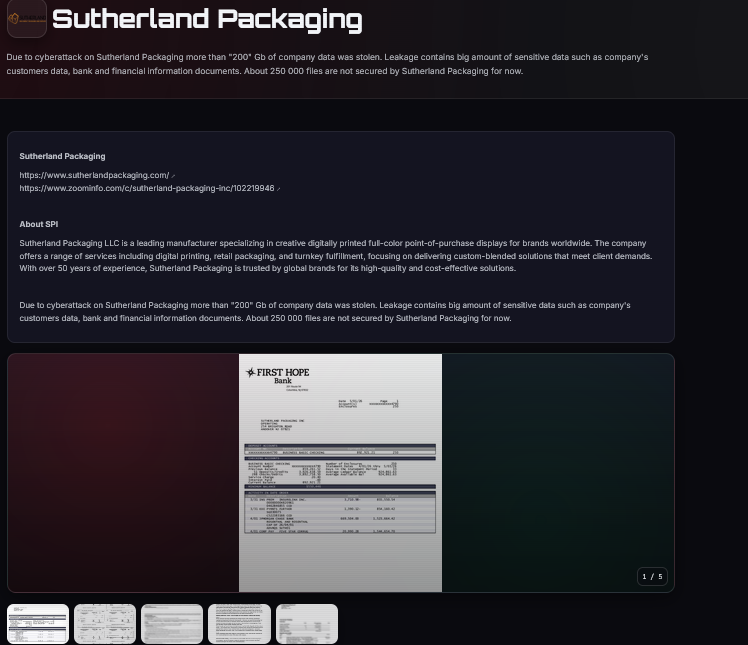 Sutherland Packaging, Inc. Falls Victim to Dark Project Ransomware