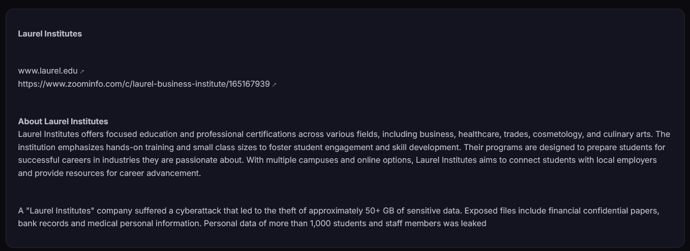 Laurel Institutes falls victim to Dark Project Ransomware