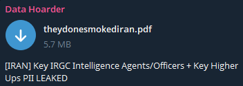 Alleged data leak of IRGC Intelligence Agents
