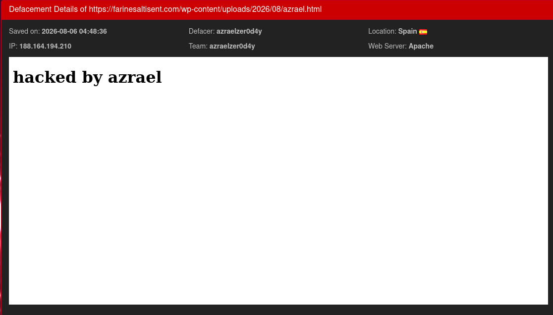 azraelzer0d4y targets the website of Farines Altisent