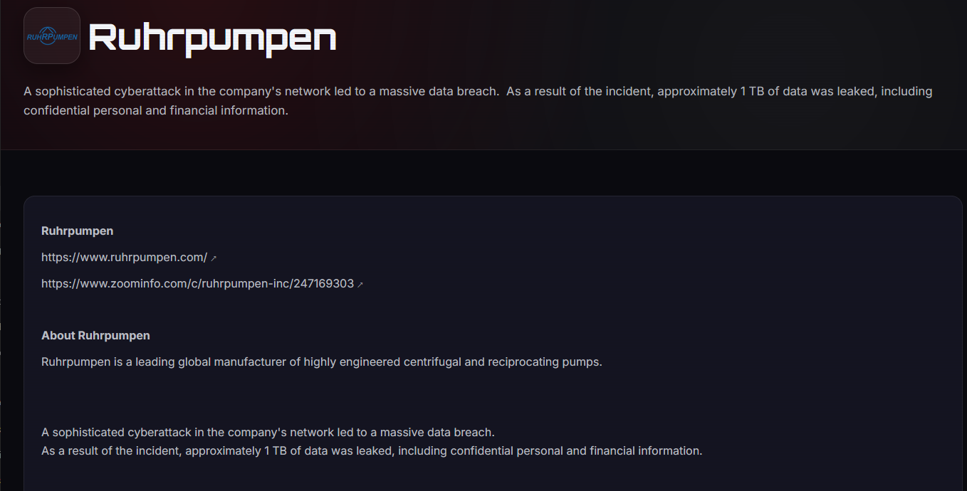 Ruhrpumpen Falls Victim to Dark Project Ransomware