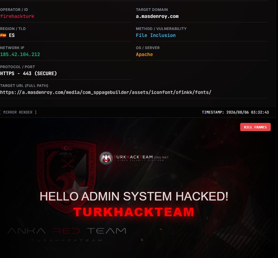 TurkHackTeam targets the website of Mas d’en Roy Farmhouse